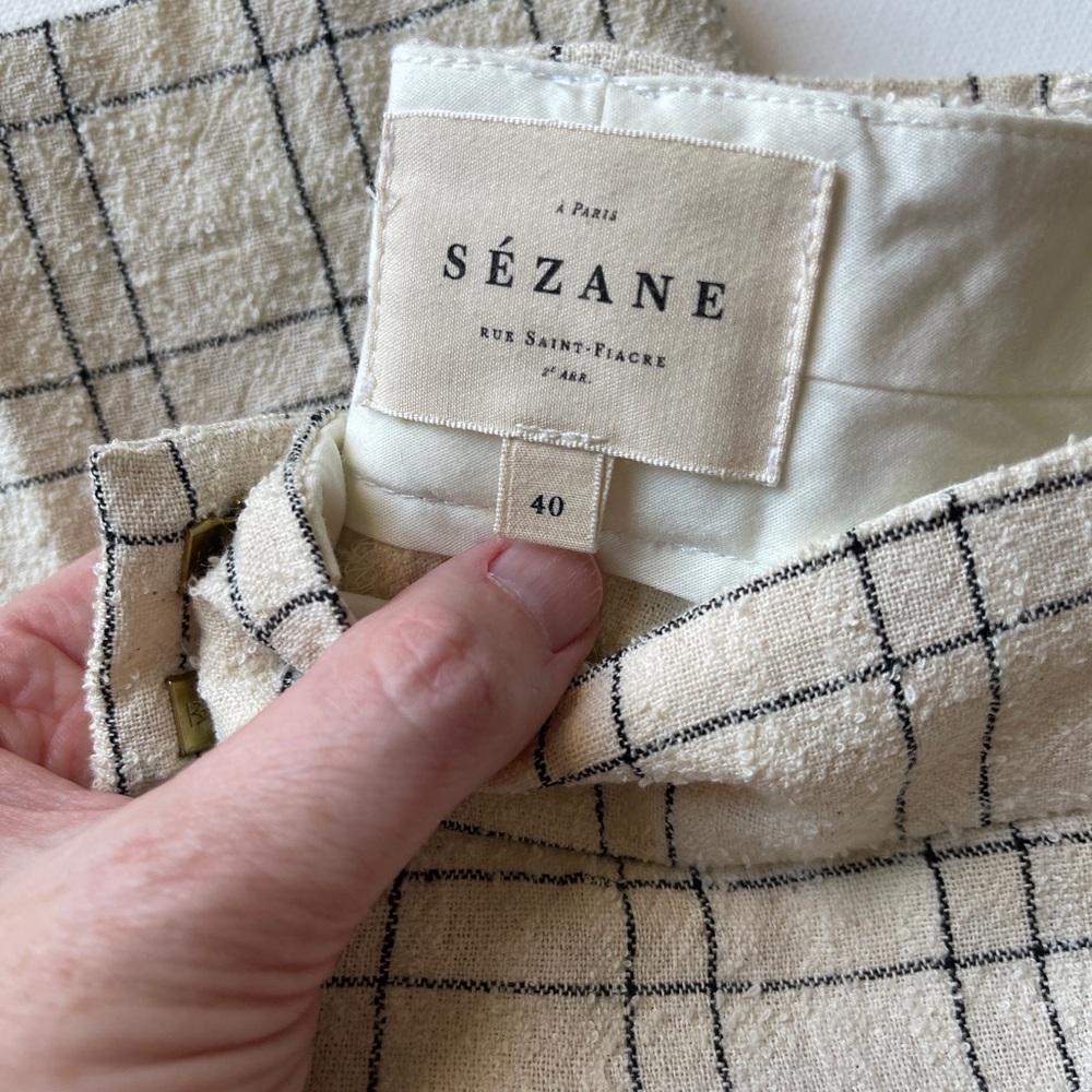 40 Sézane Cream Checkered Trousers